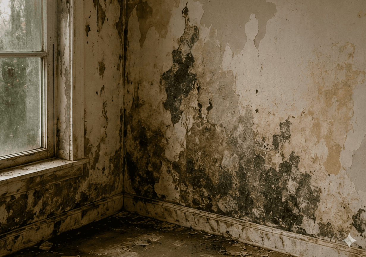 Visible mold staining before professional remediation